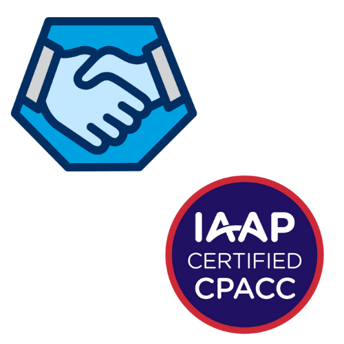 Salesforce Talent Alliance Partner logo and IAAP CPACC badge 