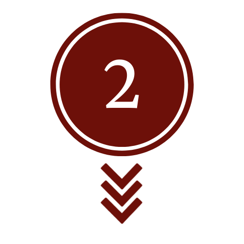 a red circle with the number 2 in it with arrows pointing downward