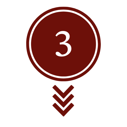 a red circle with the number 3 in it with arrows pointing downward